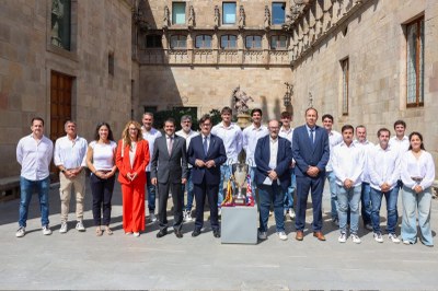El president de la Generalitat rep l’Igualada Hoquei Club com a campió de l’OK Lliga